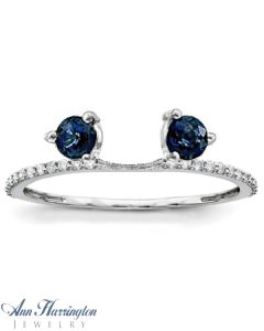14k White, Yellow Gold or Platinum 1/6 ct tw Diamond and Genuine Blue Sapphire Antique Style Ring Enhancer Wrap, A070