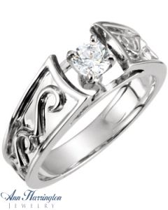 14k White or Yellow Gold Cathedral Ring Mounting, A0830