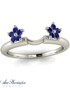 Sterling Silver, 10k or 14k White, Yellow or Rose Gold Flower Design Genuine Amethyst Bridal Ring Wrap Enhancer
