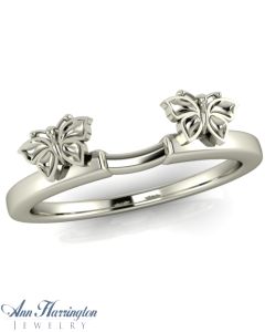 Sterling Silver, 10k or 14k White, Yellow or Rose Gold Butterfly Design Bridal Ring Wrap Enhancer