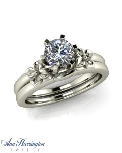 Sterling Silver, 10k or 14k White, Yellow or Rose Gold Flower Design Bridal Ring Wrap Enhancer