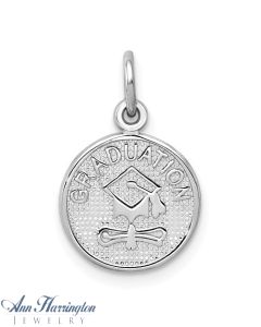 14k White Gold Polished Graduation Disc Charm