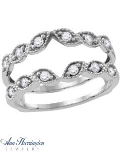 14k White Gold 1/3 ct tw Diamond Antique Style Ring Guard