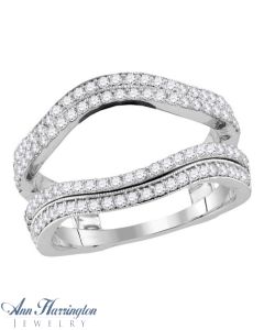 14k White Gold 3/4 ct tw Diamond Antique Style Ring Guard 