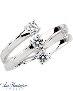 14k White or Yellow Gold 3.2 mm Round 3 Stone Ring Setting