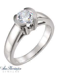 Platinum Cathedral Solitaire Semi Bezel Engagement Ring, 6.5 Setting
