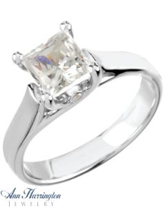Platinum 3.5x3.5, 4.5x4.5, 5x5, 5.5x5.5 and 6x6 mm Princess Cut Cathedral Trellis Engagement Solitaire Ring Setting