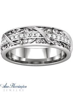 14k White Gold 1/3 ct tw Diamond Filigree Anniversary Eternity Band, A21972