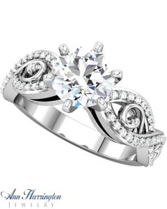 14k White Gold 1/4 ct tw Diamond Antique Style Engagement Ring, Semi Mounting, A21973