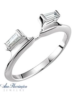 14k White Gold 1/10 ct tw Baguette Diamond Ring Enhancer