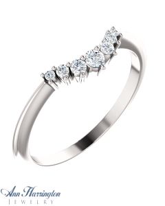 14k White, Yellow, Rose Gold or Platinum 1/8 ct tw Diamond Antique Style Contour Wedding Band