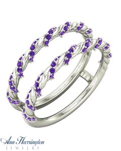 14k White Gold Genuine Amethyst Rope Design Ring Guard, Ring Guards, Ring Enhancers