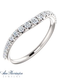 14k White, Yellow, Rose Gold or Platinum 1/3 ct tw Diamond Pave Contour Wedding Band
