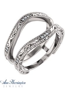 14k White, Yellow, Rose Gold or Platinum .05 ct tw Diamond Antique Style Scroll Design Ring Guard, A23206