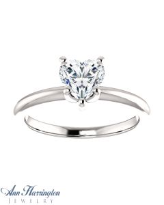 14k White or Yellow Gold 5 to 10 mm Heart Shape Solitaire Engagement Ring Setting