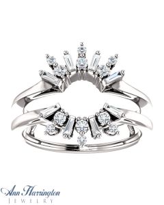 14k White, Yellow, Rose Gold or Platinum 1/3 ct tw Diamond Art Deco Baguette Starburst Ring Guard