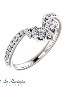 14k White, Yellow, Rose Gold or Platinum 1/3 ct tw Diamond Antique Style Contour Wedding Band