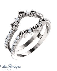 14k White, Yellow, Rose Gold or Platinum 1/3 ct tw Diamond Filigree Hearts Antique Style Ring Guard