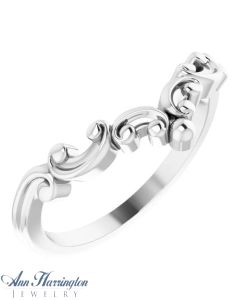 14k White, Yellow, Rose Gold or Platinum Scroll Style Contour Wedding Band
