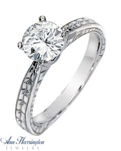 Platinum Solitaire Engagement Ring, 6.5 mm Setting, 14k White or Yellow Gold Ring, 6.5 mm Setting, A2673P