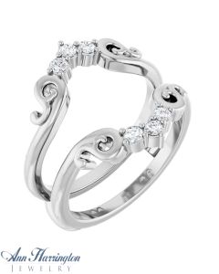 14K White, Yellow or Rose Gold 1/5 ct tw Lab-grown Diamond Scroll Design Ring Guard