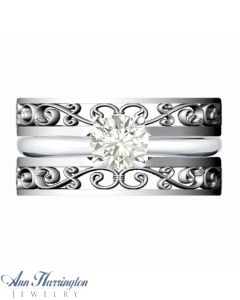 14k White, Yellow, Rose Gold or Platinum Filigree Scroll Design Antique Style Ring Guard