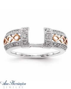 14k 2-Tone White & Rose Gold 1/4 ct tw Diamond Antique Style Ring Enhancer, 1333711