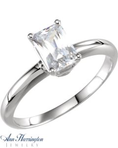 14k White or Yellow Gold 4-Prong Basket Solitaire Engagement Ring, 4x3, 5x3, 6x4, 7x5, 8x6, 9x7, 10x8 and 11x9 mm Emerald Cut Setting, A40199