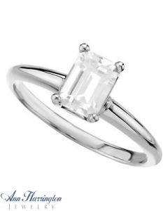 Platinum 4-Prong Basket Emerald Shape Solitaire Engagement Ring, 5x3 - 11x9 mm Setting, A40199P