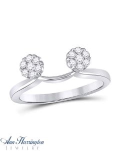 14k White Gold 1/4 ct tw Diamond Cluster Bridal Ring Wrap