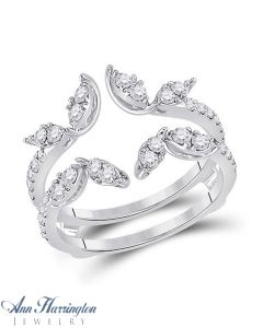 14k White, Yellow or Rose Gold 3/4 ct tw Diamond Vine Leaf Design Antique Style Ring Guard