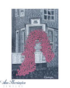 Original Signed 36x24 Castle and Flowers Oil Painting on Stretched Canvas, A5