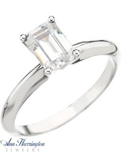 14k White or Yellow Gold 4-Prong Solitaire Engagement Ring, 5.5x3.6, 6x4, 6.2x4.2, 6.5x4.5 and 7x5 mm Emerald Cut Setting