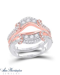 14k 2-Tone White and Rose Gold 1 ct tw Diamond Antique Style Ring Guard