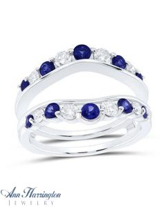 14k White Gold 1/2 ct tw Diamond and Genuine Blue Sapphire Ring Guard