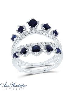 14k White Gold 1/3 ct tw Diamond and Genuine Blue Sapphire Ring Guard