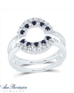 14k White Gold 1/3 ct tw Diamond and Genuine Blue Sapphire Halo Ring Guard