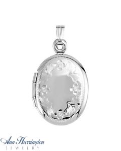14k White Gold Oval Locket