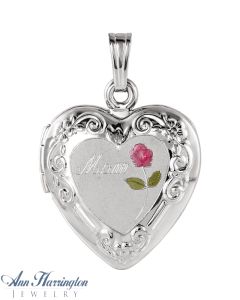 Sterling Silver Mother's Heart Shape Pendant Locket