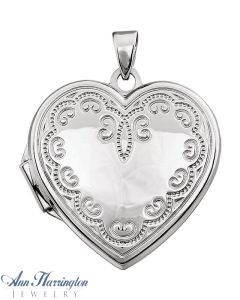14k White Gold Heart Shape Pendant Locket