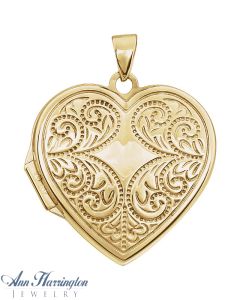 14k Yellow, White or Rose Gold Heart Locket Pendant