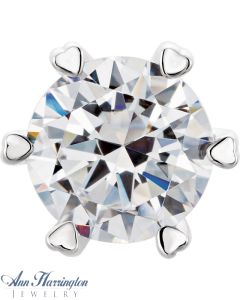 14k White or Yellow Gold Hearts On Top Round 6-Prong Peg Head, B2500