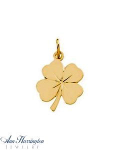 14k Yellow Gold 18  x 14 mm 4 Leaf Clover Pendant