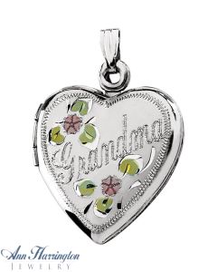 Sterling Silver Grandmother's Heart Shape Pendant Locket