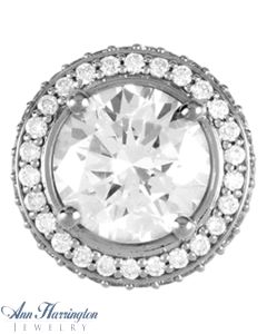 14k White, Yellow Gold or Platinum .15 ct to 3 ct (3.4 to 9.4 mm) Round Diamond Accent Halo Peg Head