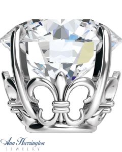 14k White, Yellow, Rose Gold Antique Style Fleur De Lis 4-18 mm Round 4 Prong Head