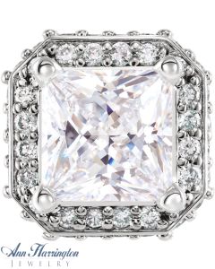 14k White Gold 4.5x4.5 to 10x10 mm Princess or Square Diamond Accent Halo Peg Head