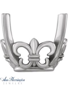 14k White, Yellow, Rose Gold Antique Style Fleur De Lis 5x5 to 12x12 mm Cushion Prong Head