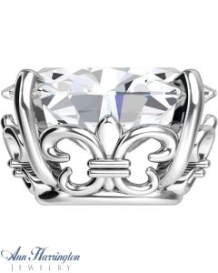 Platinum Antique Style Fleur De Lis 6x4-20x15 mm Oval 4 Prong Head