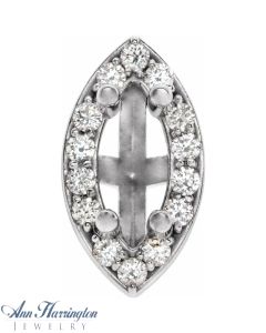 14k White, Yellow or Rose Gold 5x3 to 12.5x6.5 mm Marquise Diamond Accent Halo Peg Head (Default)